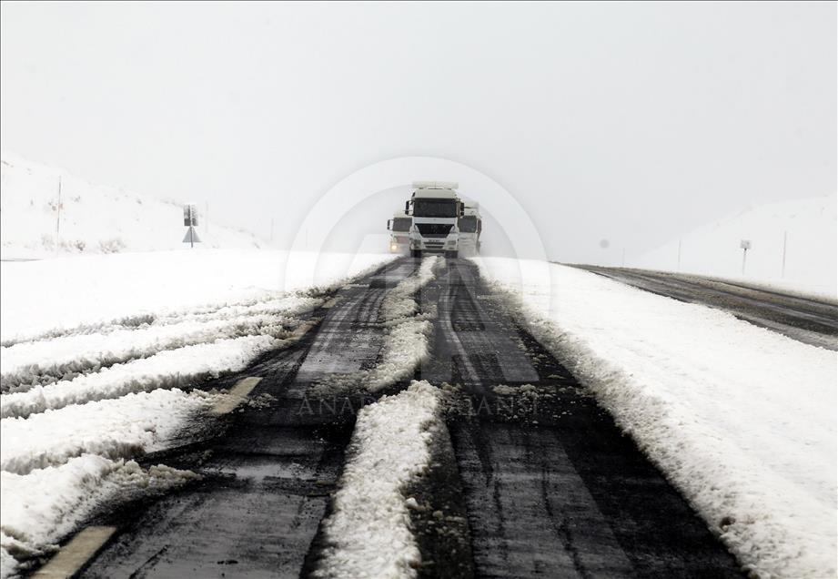 Erzurum'da kar yağışı