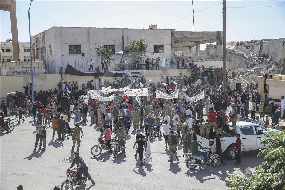 Both celebration and protest in liberated Jarabulus