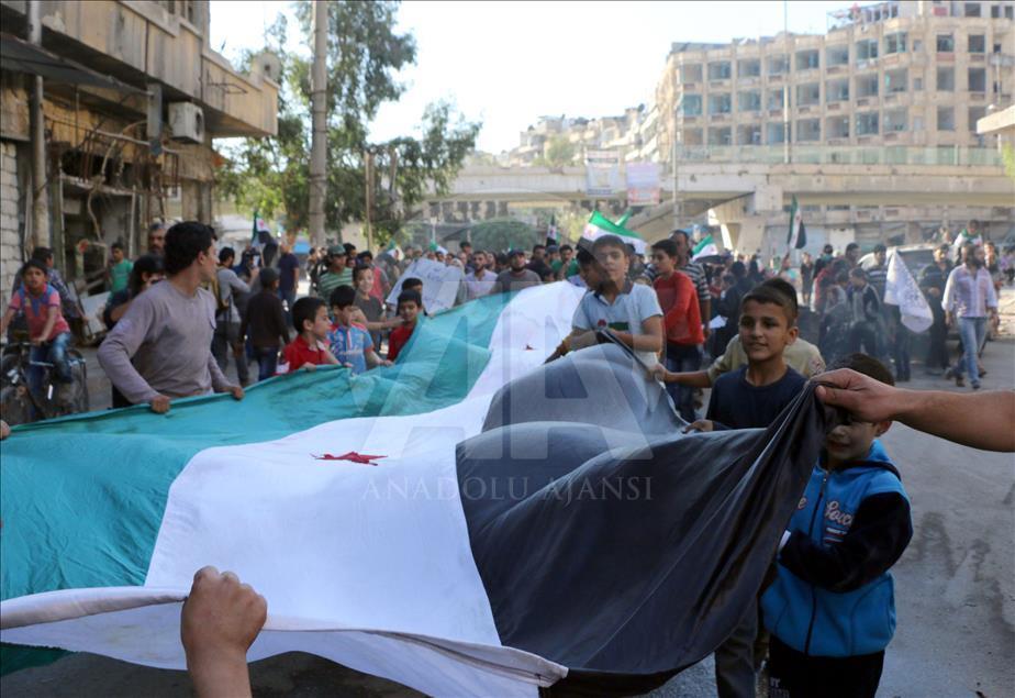 Protest in Aleppo against Russia