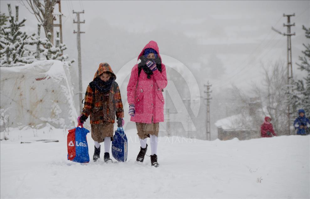 Kars'ta kar yağışı 