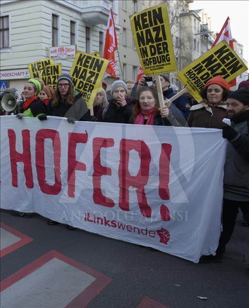 Viyana'da Norbert Hofer'a karşı protesto