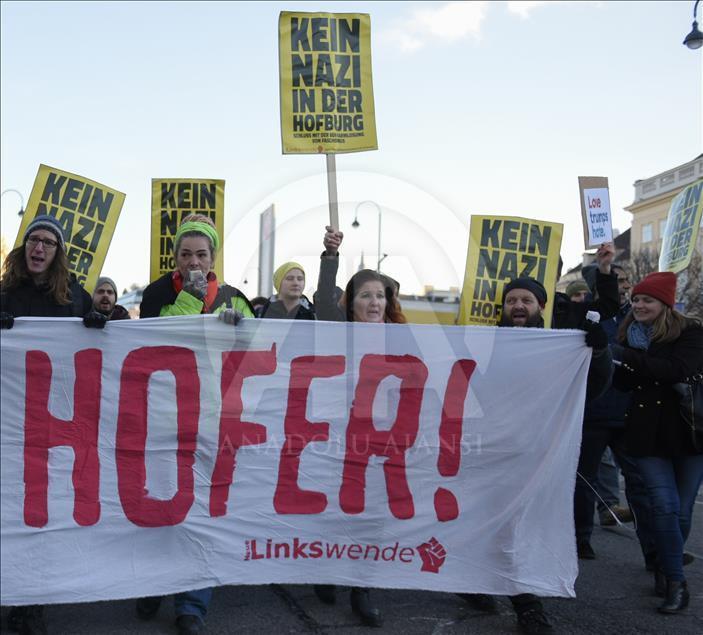 Viyana'da Norbert Hofer'a karşı protesto