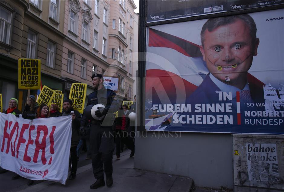 Viyana'da Norbert Hofer'a karşı protesto