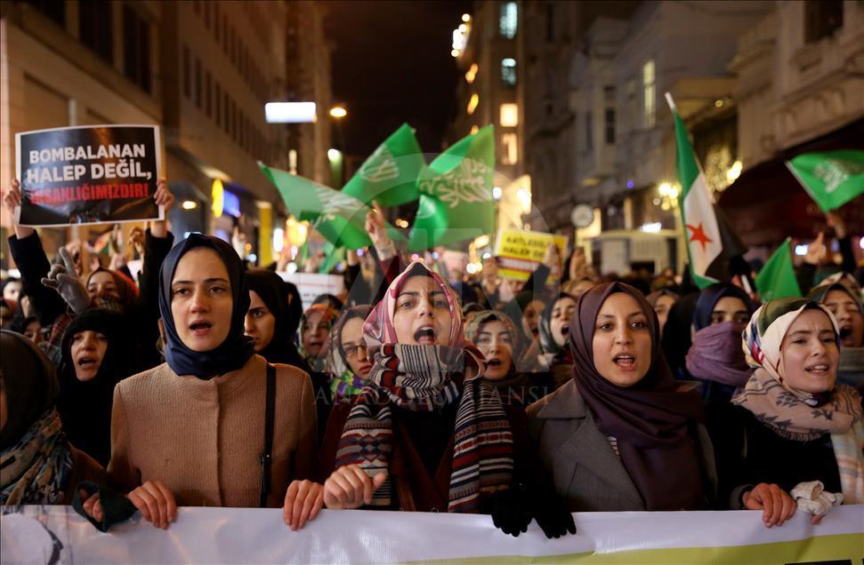 Attacks on civilians in Aleppo protested in Istanbul