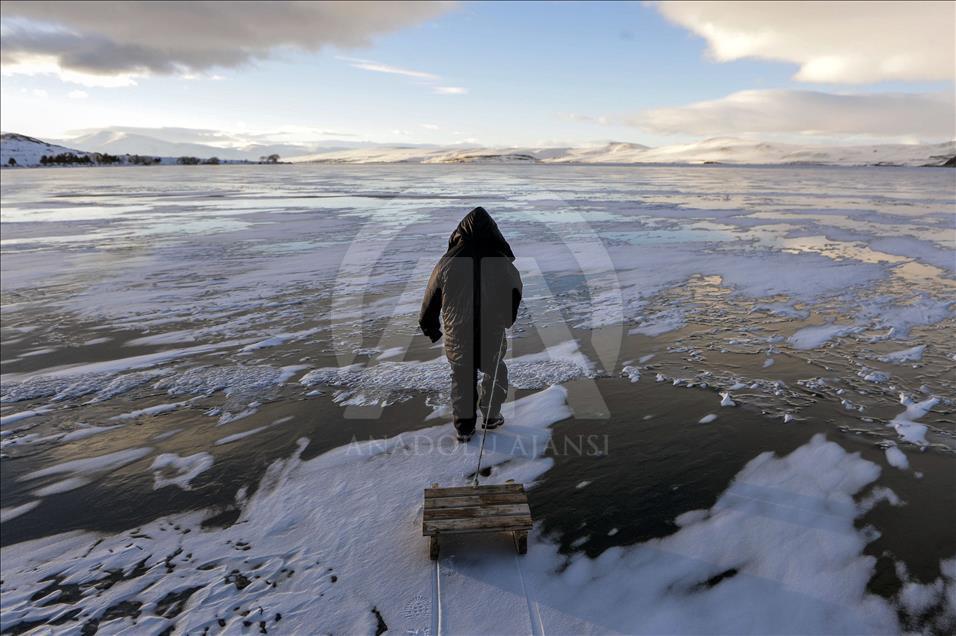 Frozen 'Lake Cildir' in Turkey