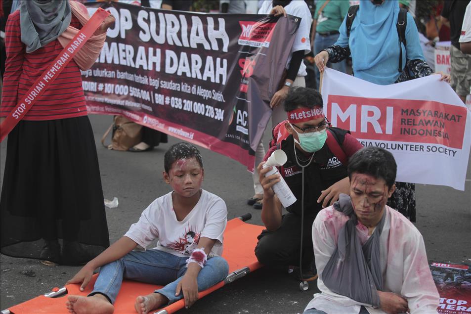 Demonstration for Aleppo in Indonesia.