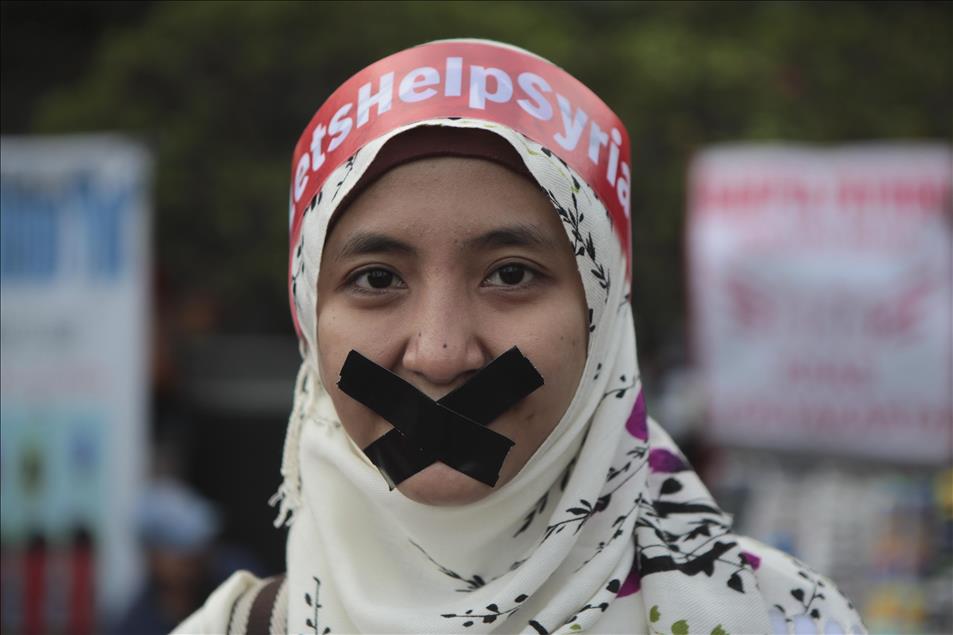 Demonstration for Aleppo in Indonesia.