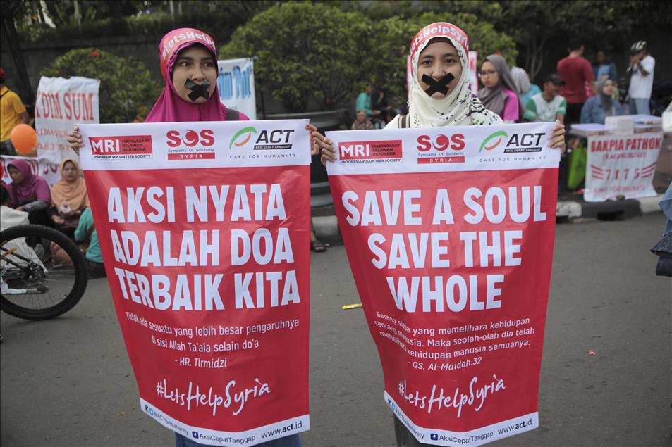 Demonstration for Aleppo in Indonesia.