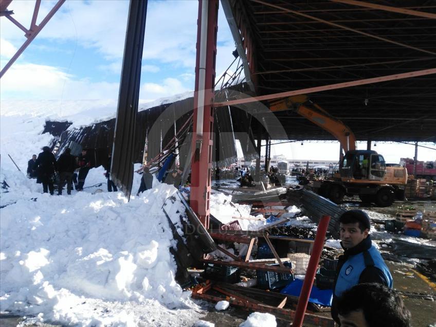 Konya'da pazar yerinin çatısı çöktü