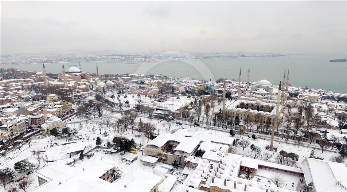 İstanbul'da Sultanahmet Camii ve Ayasofya Müzesi havadan görüntülendi