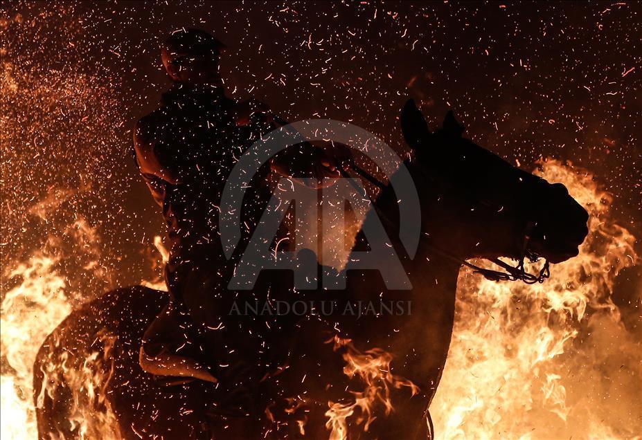 مراسم پرش اسب ها از میان آتش در اسپانیا