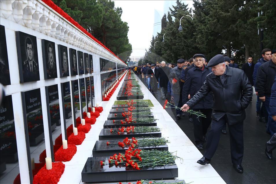 مراسم یادبود قربانیان فجایع روز 20 ژانویه جمهوری آذربایجان