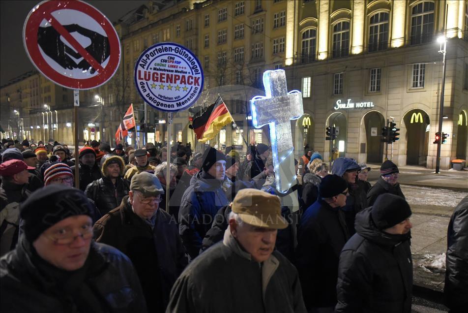 PEGIDA anti islam protest in Germany's Dresden