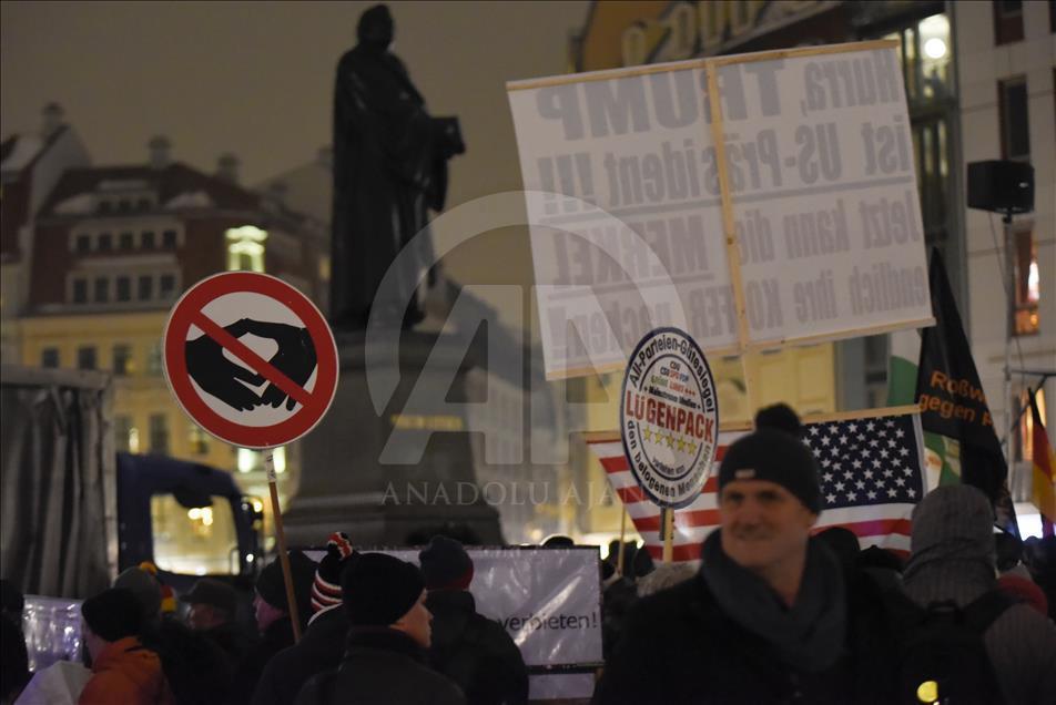 PEGIDA anti islam protest in Germany's Dresden