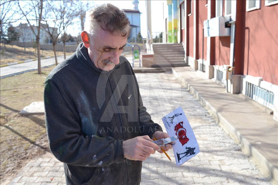 Okul duvarlarına "ressam" dokunuşu
