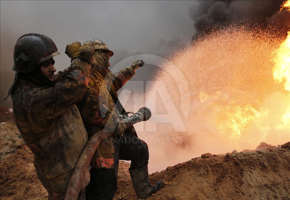 Musul'daki petrol kuyuları yanmaya devam ediyor