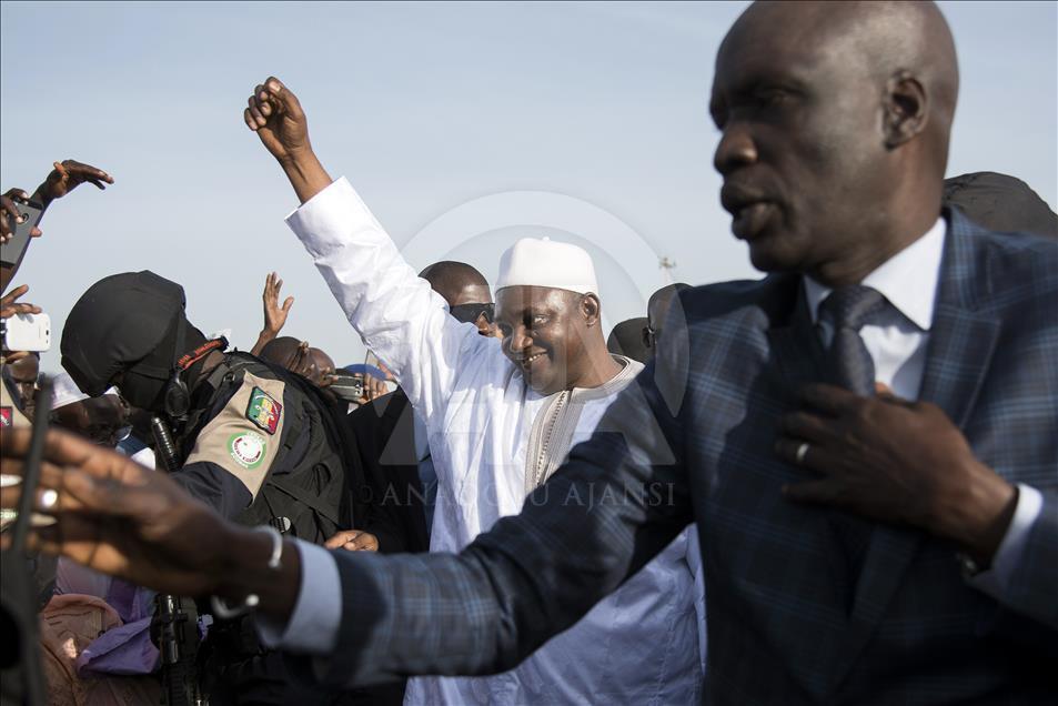 Arrival of new Gambia's president Adama Barrow to Banjul