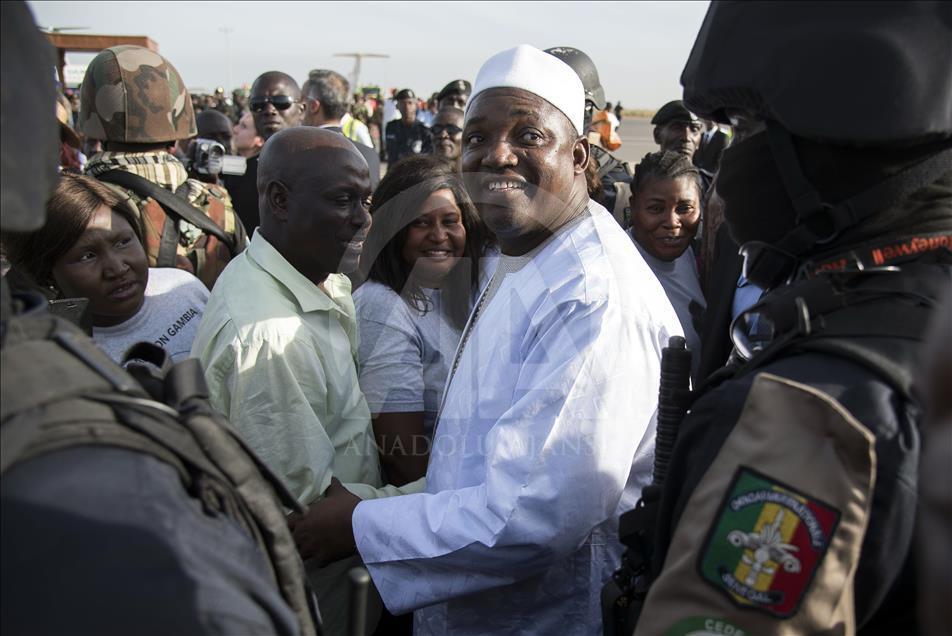Arrival of new Gambia's president Adama Barrow to Banjul