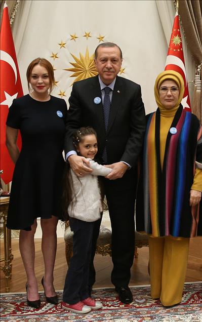 Turkish President Erdogan meets Lindsay Lohan in Ankara