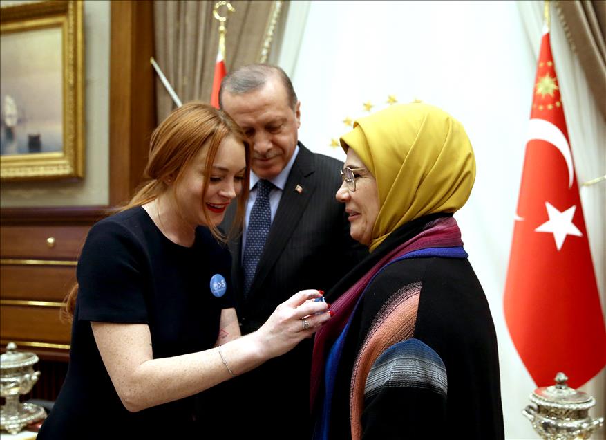 Turkish President Erdogan meets Lindsay Lohan in Ankara