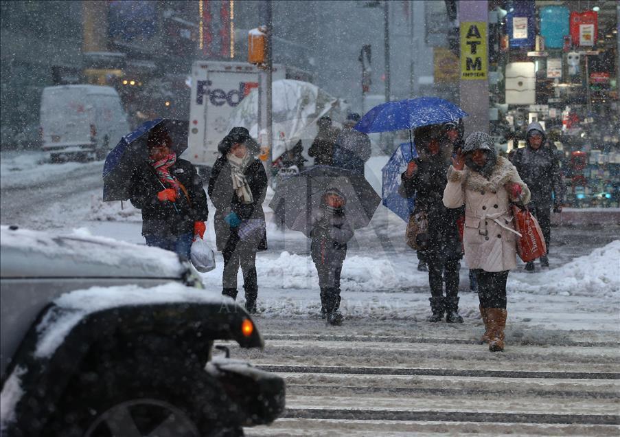New York'ta kar yağışı