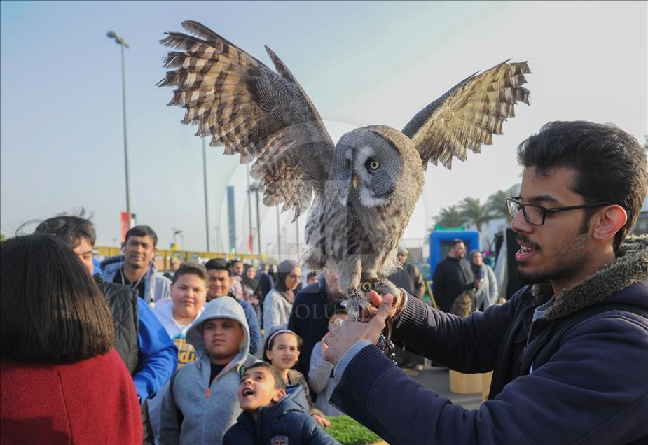 Kuveytli gençler baykuşlarını sergiledi 