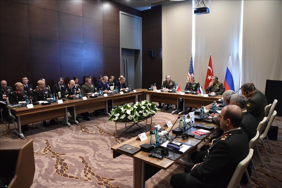 Hulusi Akar, Joseph Dunford, Valery Gerasimov tripartite meeting in Antalya