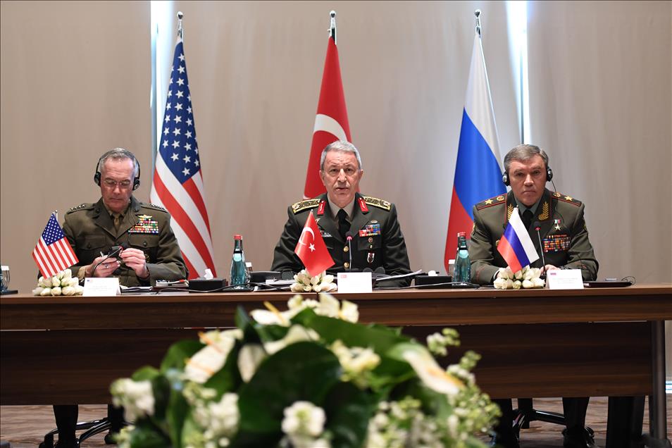 Hulusi Akar, Joseph Dunford, Valery Gerasimov tripartite meeting in Antalya