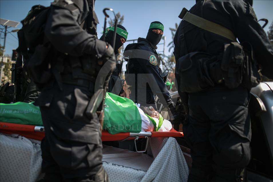 تشییع پیکر مازن فقها از اعضای ارشد حماس در غزه