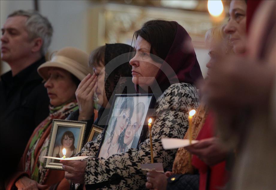 Memorial service in Saint-Petersburg of a blast in metro victims