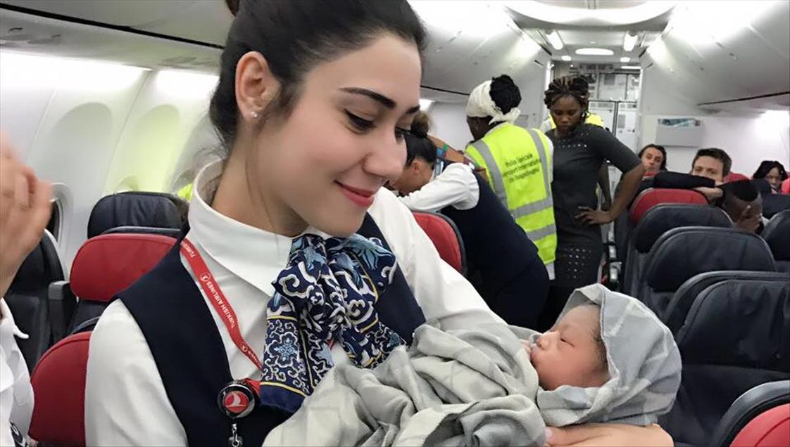 Baby Kadiju born in a Turkish Airlines plane