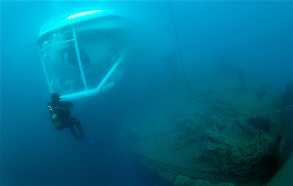 Touristic submarine "Nemo Primero" launched into water in Antalya