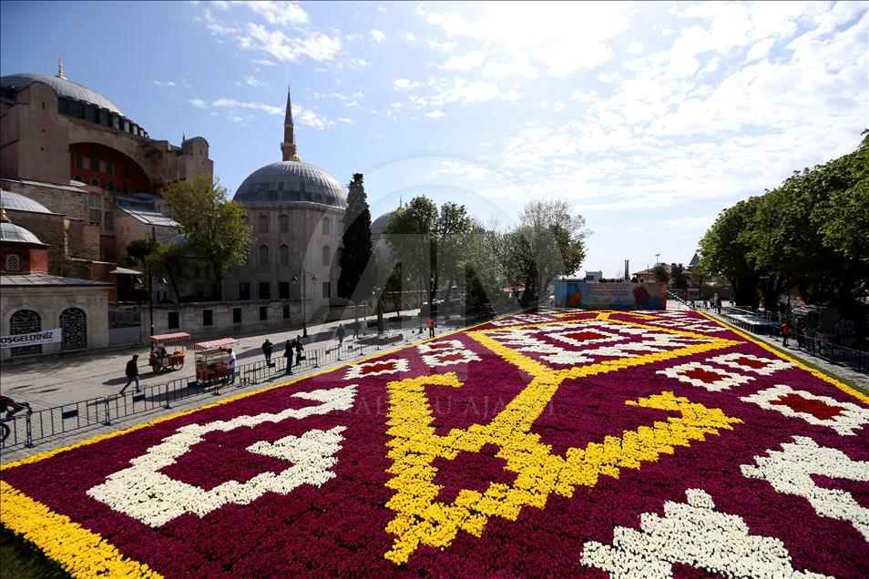 "Tapet me tulipanë" në Xhaminë Blu në Stamboll 
