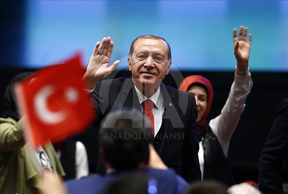 Turkish President Erdogan receives children in Ankara