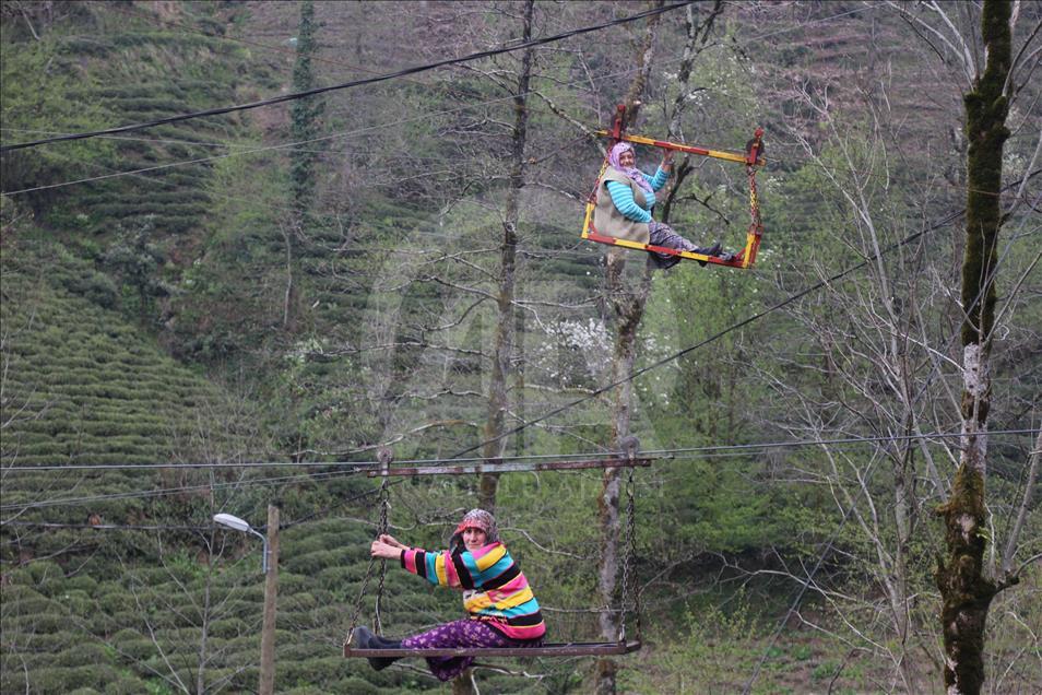 120 meters primitive telpher in Turkey's Rize