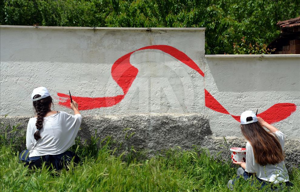Tasarımla tanışan köyün sokakları çiçek açtı