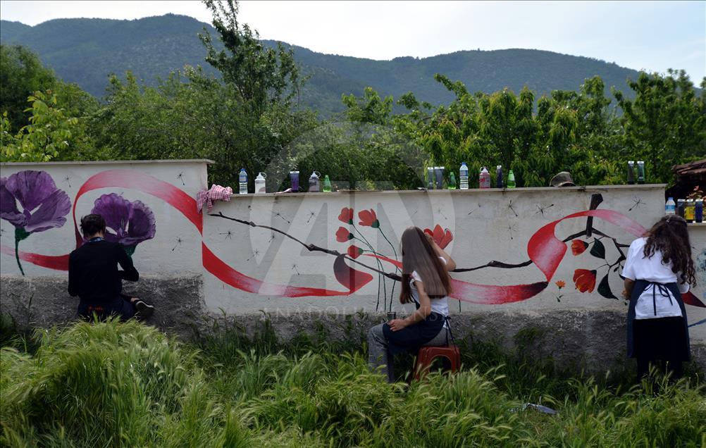 Tasarımla tanışan köyün sokakları çiçek açtı