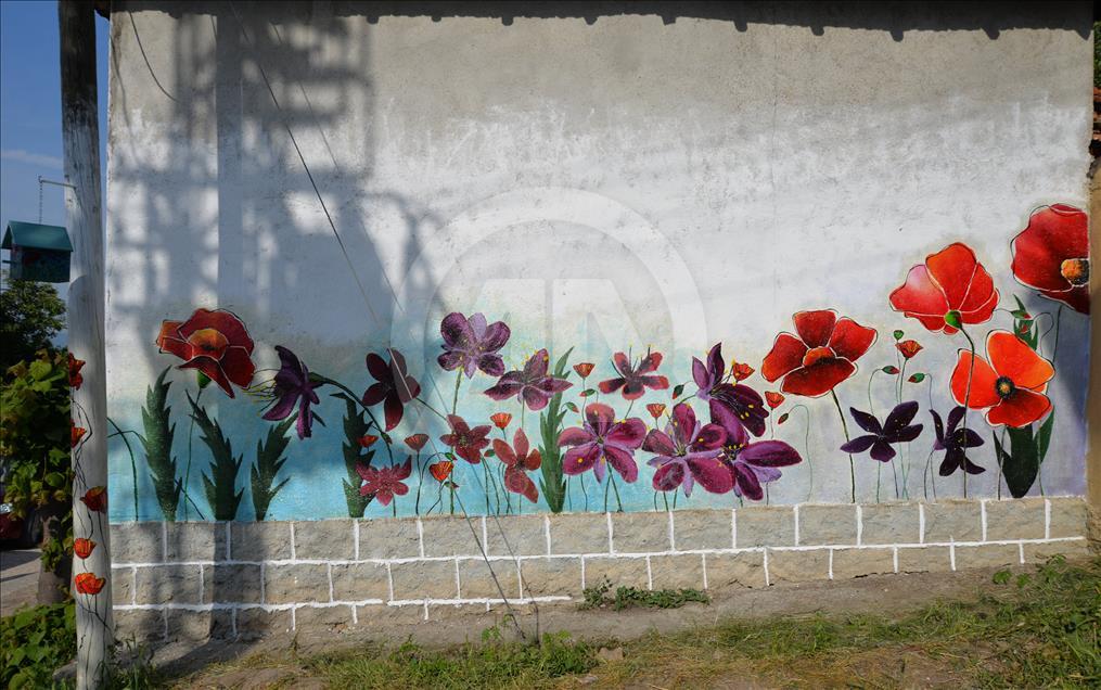Tasarımla tanışan köyün sokakları çiçek açtı