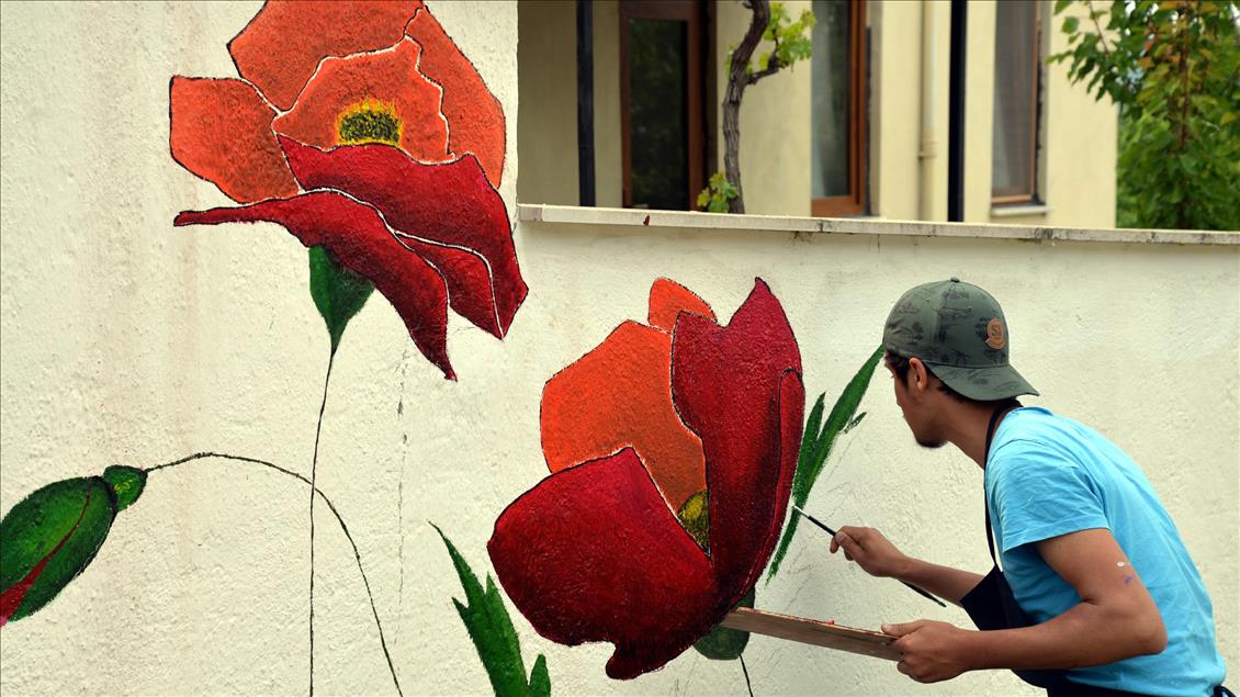 Tasarımla tanışan köyün sokakları çiçek açtı