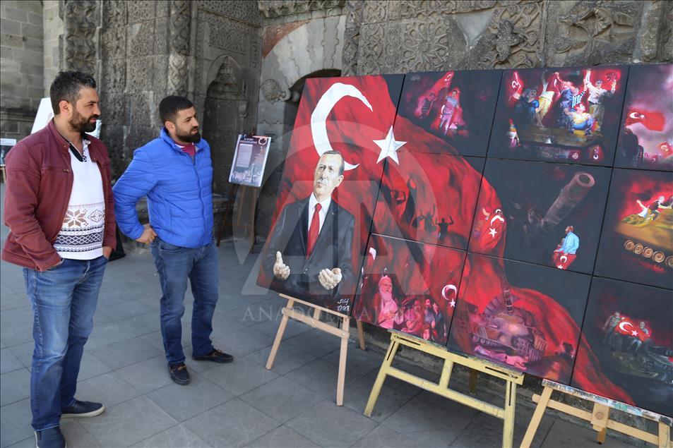 Öğrenciler "15 Temmuz"u tuvale yansıttı