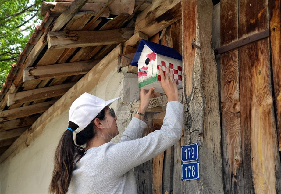 Tasarımla tanışan köyün sokakları çiçek açtı