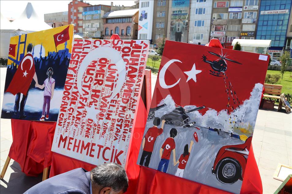 Öğrenciler "15 Temmuz"u tuvale yansıttı