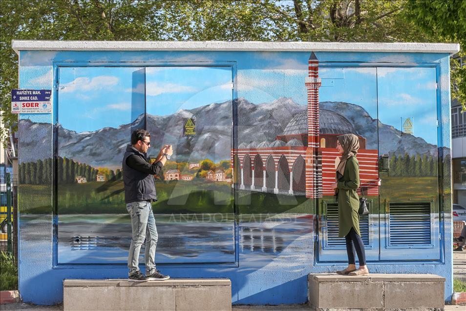 Tarihi ve doğal güzellikler trafo duvarlarına yansıtılıyor
