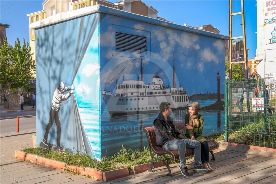 Tarihi ve doğal güzellikler trafo duvarlarına yansıtılıyor