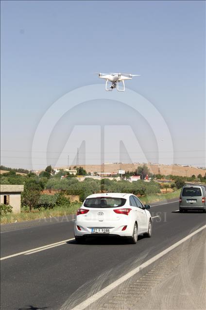 Gaziantep'te hatalı sollamaya "drone"lu tespit