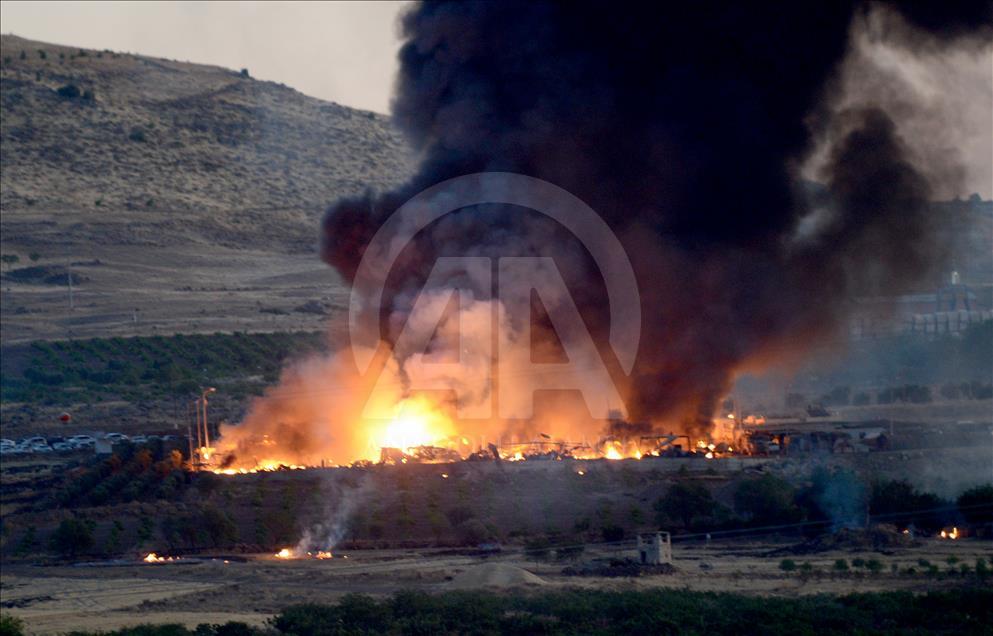 Kilis'te askeri alanda yangın