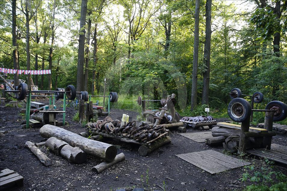 Handmade outdoor gym in Moscow