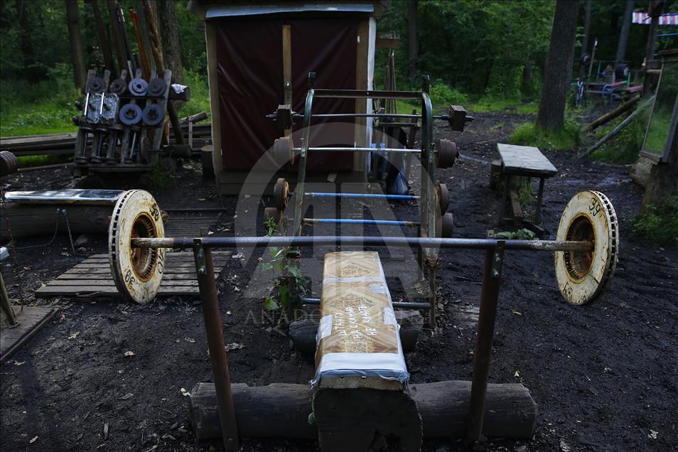 Handmade outdoor gym in Moscow