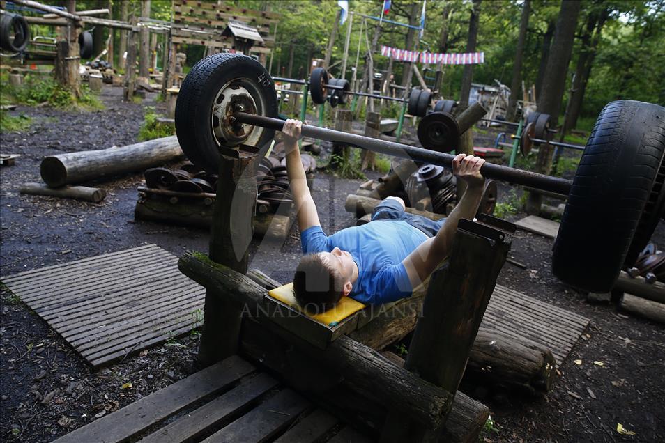 Handmade outdoor gym in Moscow