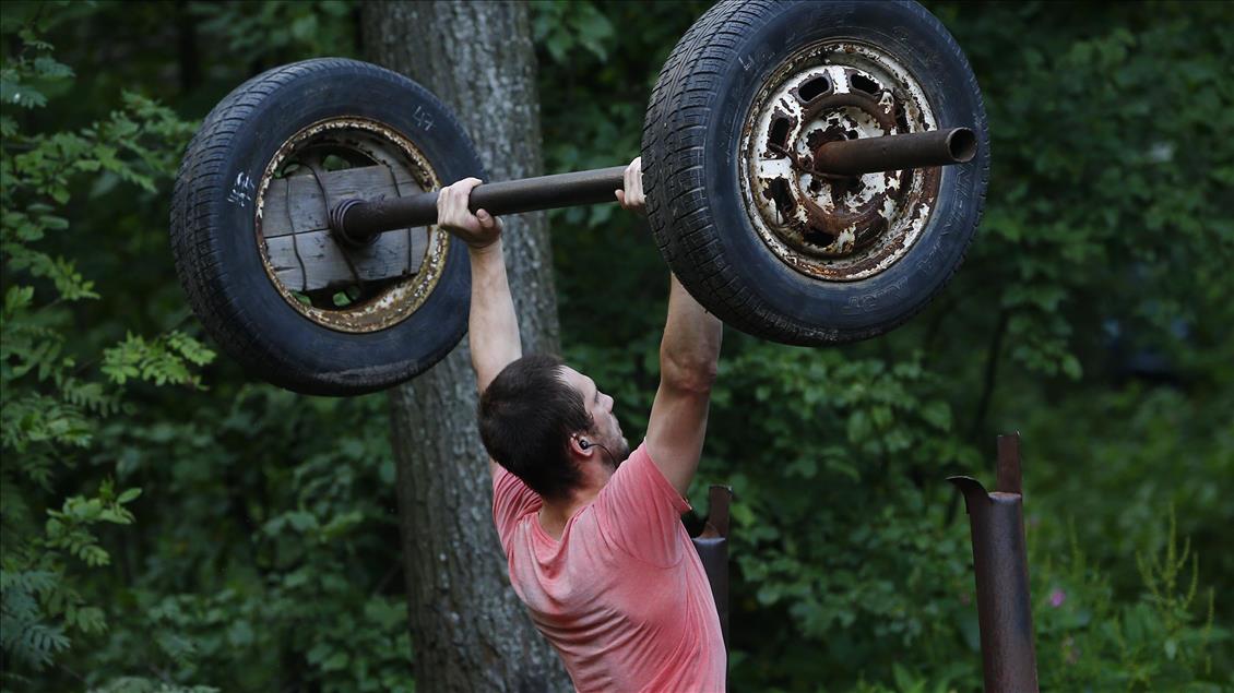 Handmade outdoor gym in Moscow